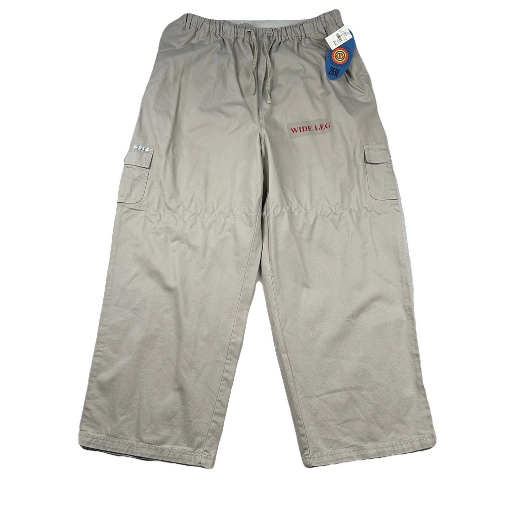 Vintage RVT Camping Pants Womens 26W Oversized Canvas Baggy Khaki Beige 90s